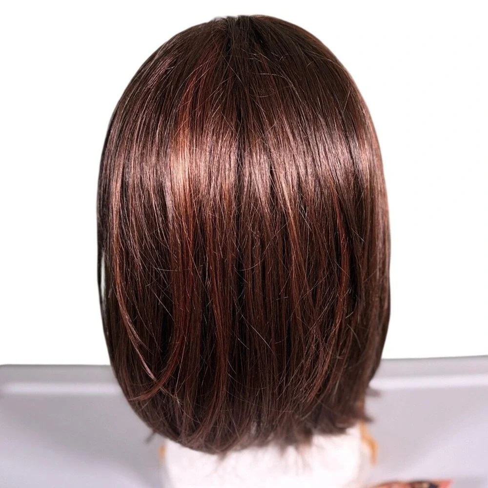 Henry Mangu Avery‎ Synthetic Wig Front Lace Center Part Brown Auburn 6H NWT